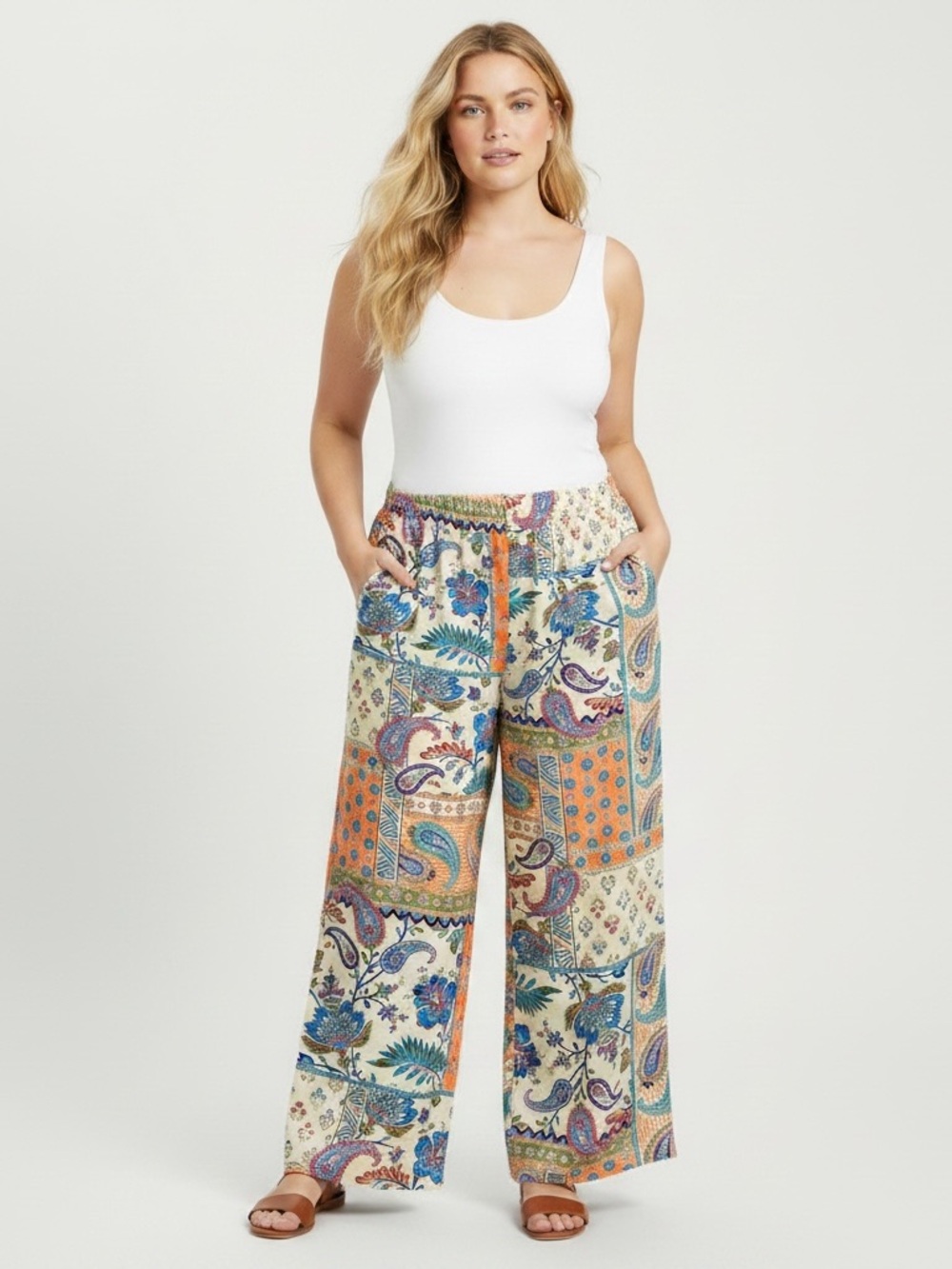 ROSE & OLIVE Paisley Patchwork Flowy Wide Leg Pants